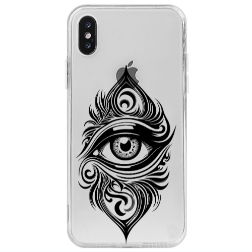Apple iPhone X Eye patterned drawing Transparent Silicone TPU Θήκη