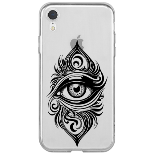 Apple iPhone Xr Eye patterned drawing Transparent Silicone TPU Θήκη
