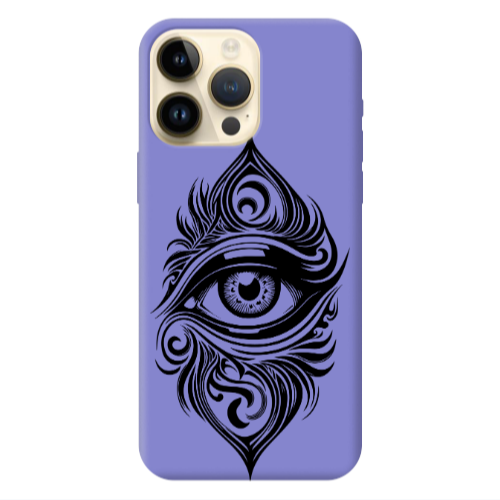 Apple iPhone 13 Pro Max Eye patterned drawing Purple Colored Silicone TPU Θήκη
