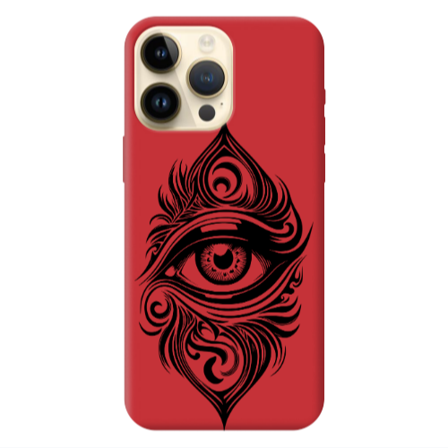 Apple iPhone 13 Pro Max Eye patterned drawing Red Colored Silicone TPU Θήκη