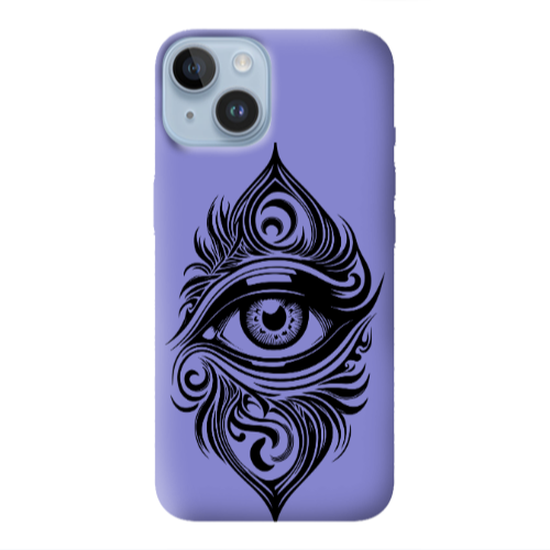 Apple iPhone 14  Eye patterned drawing Purple Colored Silicone TPU Θήκη