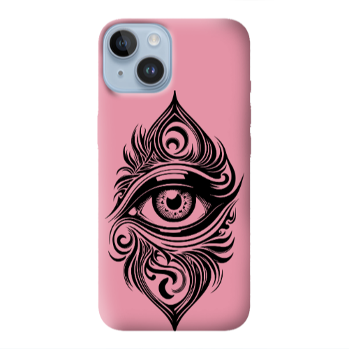 Apple iPhone 14  Eye patterned drawing Pink Colored Silicone TPU Θήκη