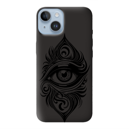 Apple iPhone 14 Plus Eye patterned drawing Black Colored Silicone TPU Θήκη