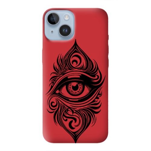 Apple iPhone 14 Plus Eye patterned drawing Red Colored Silicone TPU Θήκη