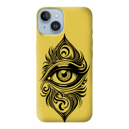 Apple iPhone 14 Plus Eye patterned drawing Yellow Colored Silicone TPU Θήκη
