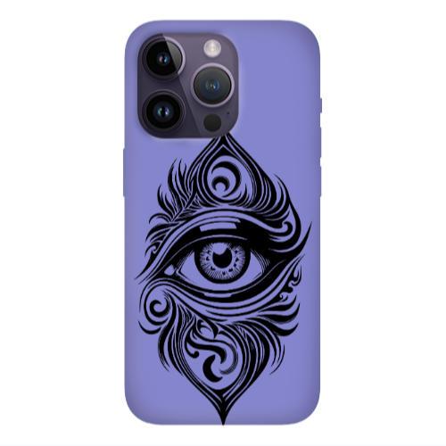 Apple iPhone 14 Pro  Eye patterned drawing Purple Colored Silicone TPU Θήκη
