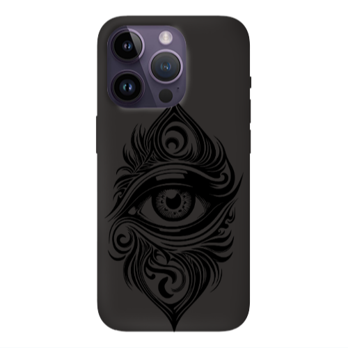 Apple iPhone 14 Pro Max Eye patterned drawing Black Colored Silicone TPU Θήκη