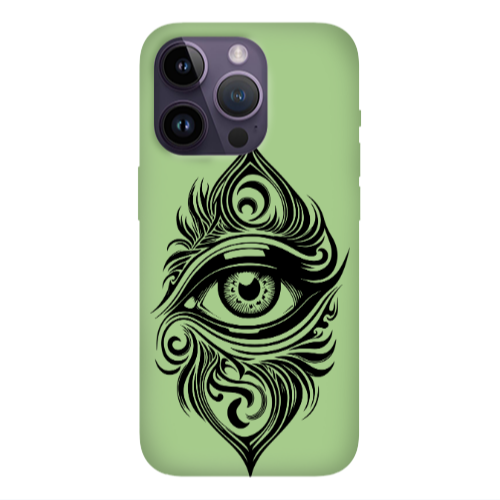 Apple iPhone 14 Pro Max Eye patterned drawing Light Green Colored Silicone TPU Θήκη