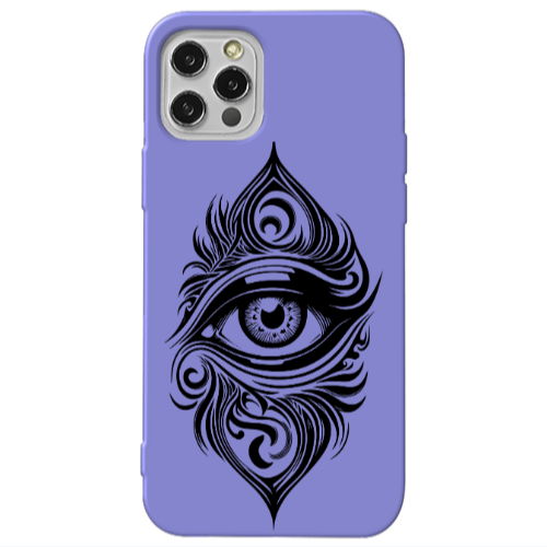 Apple iPhone 13 Pro Eye patterned drawing Purple Colored Silicone TPU Θήκη