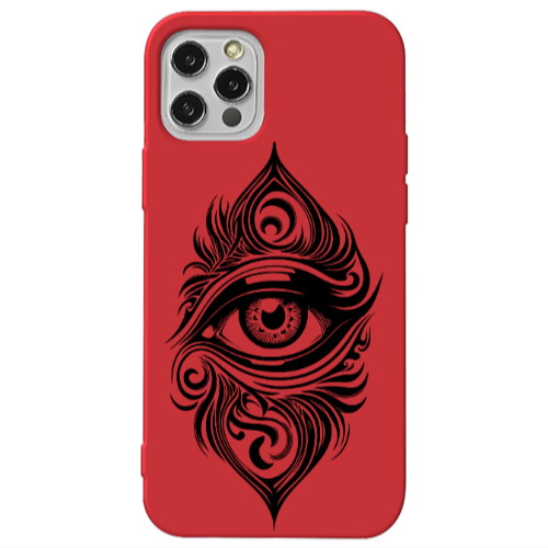 Apple iPhone 13 Pro Eye patterned drawing Red Colored Silicone TPU Θήκη