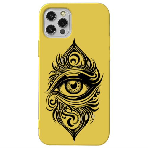 Apple iPhone 13 Pro Eye patterned drawing Yellow Colored Silicone TPU Θήκη