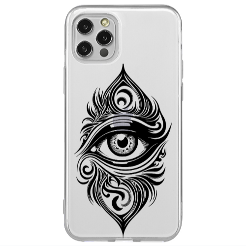 Apple iPhone 12 Pro Eye patterned drawing Transparent Silicone TPU Θήκη