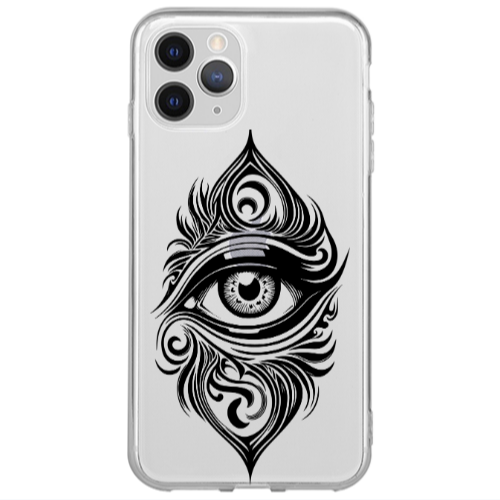 Apple iPhone 12 Pro Max Eye patterned drawing Transparent Silicone TPU Θήκη