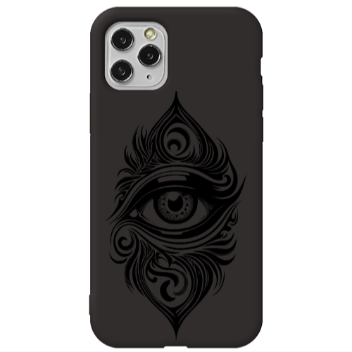 Apple iPhone 11 Pro Max Eye patterned drawing Black Colored Silicone TPU Θήκη