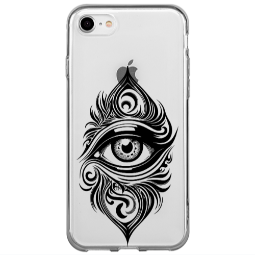 Apple iPhone 7 Eye patterned drawing Transparent Silicone TPU Θήκη