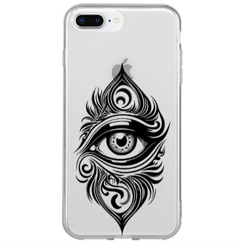 Apple iPhone 7 Plus Eye patterned drawing Transparent Silicone TPU Θήκη