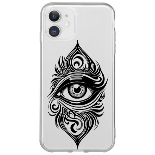 Apple iPhone 12 Mini Eye patterned drawing Transparent Silicone TPU Θήκη