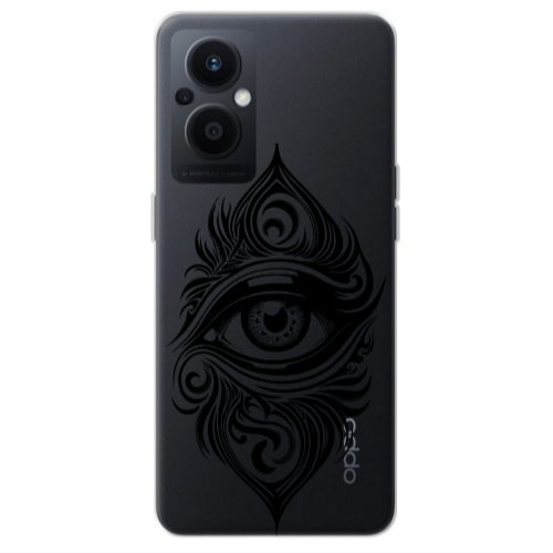 Oppo Reno 7 Lite Eye patterned drawing Transparent Silicone TPU Θήκη