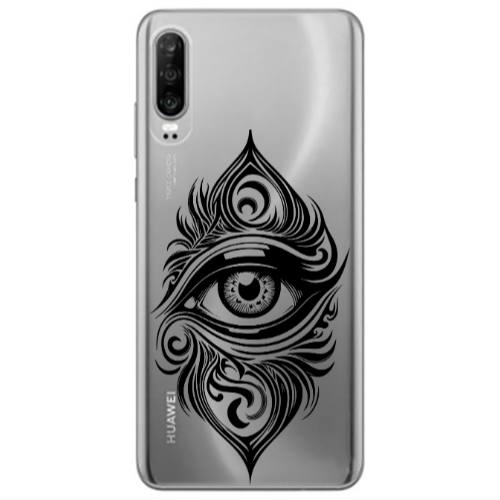 Huawei P30 Eye patterned drawing Transparent Silicone TPU Θήκη