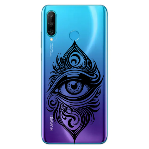 Huawei P30 Lite Eye patterned drawing Transparent Silicone TPU Θήκη