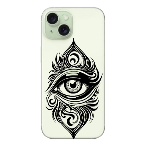 Apple iPhone 15 Eye patterned drawing Transparent Silicone TPU Θήκη