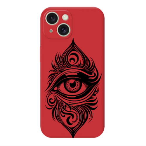 Apple iPhone 15 Eye patterned drawing Red Colored Silicone TPU Θήκη