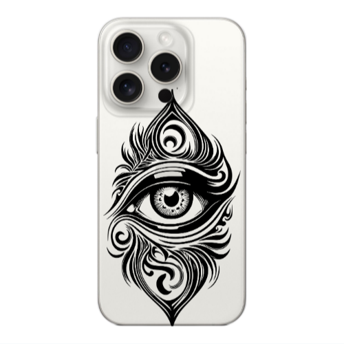 Apple iPhone 15 Pro Max Eye patterned drawing Transparent Silicone TPU Θήκη