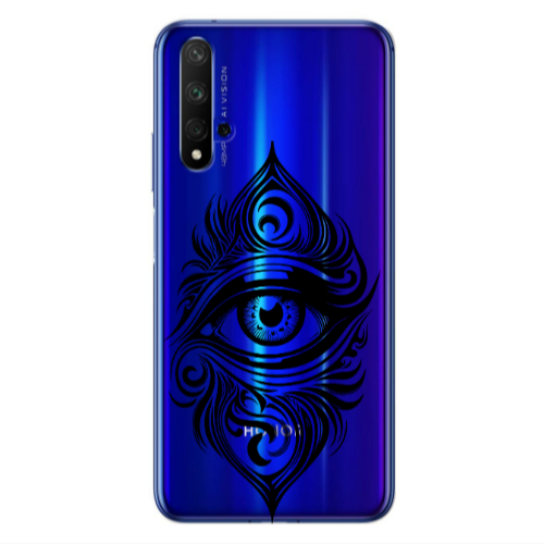 Huawei Nova 5 T Eye patterned drawing Transparent Silicone TPU Θήκη