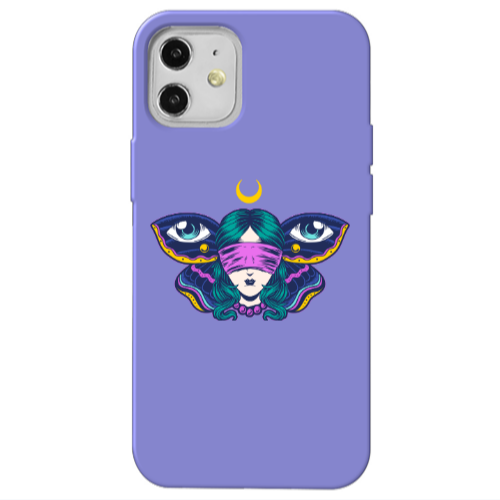 Apple iPhone 12 Eye in my ear Purple Colored Silicone TPU Θήκη