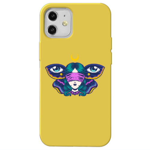 Apple iPhone 12 Eye in my ear Yellow Colored Silicone TPU Θήκη