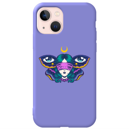 Apple iPhone 13 Eye in my ear Purple Colored Silicone TPU Θήκη