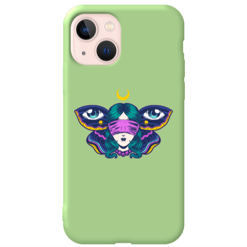 Apple iPhone 13 Eye in my ear Light Green Colored Silicone TPU Θήκη