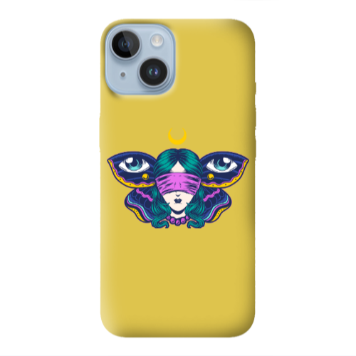 Apple iPhone 14 Plus Eye in my ear Yellow Colored Silicone TPU Θήκη