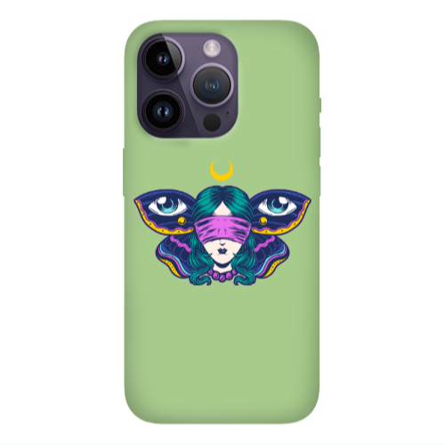Apple iPhone 14 Pro Max Eye in my ear Light Green Colored Silicone TPU Θήκη