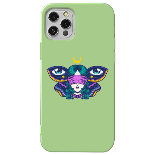 Apple iPhone 12 Pro Eye in my ear Light Green Colored Silicone TPU Θήκη
