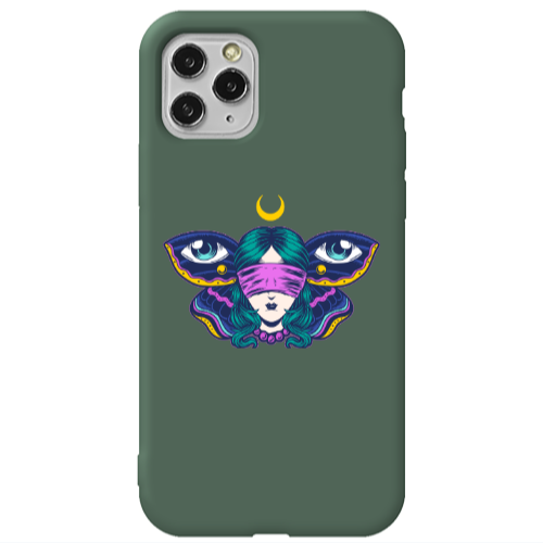 Apple iPhone 11 Pro Max Eye in my ear Dark Green Colored Silicone TPU Θήκη