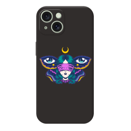Apple iPhone 15 Eye in my ear Black Colored Silicone TPU Θήκη