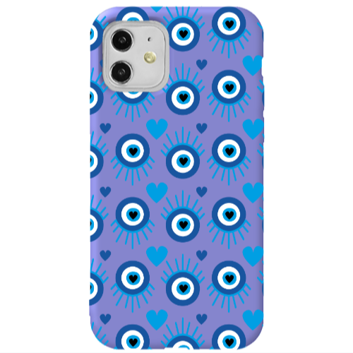 Apple iPhone 11  Heart Eye Purple Colored Silicone TPU Θήκη