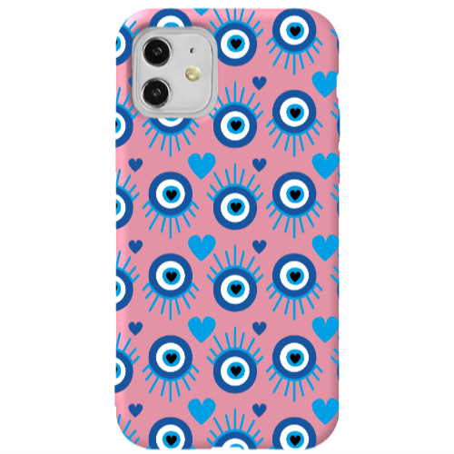 Apple iPhone 11  Heart Eye Pink Colored Silicone TPU Θήκη