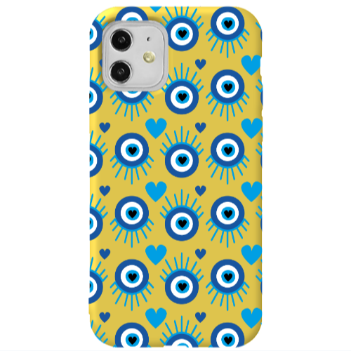 Apple iPhone 11  Heart Eye Yellow Colored Silicone TPU Θήκη