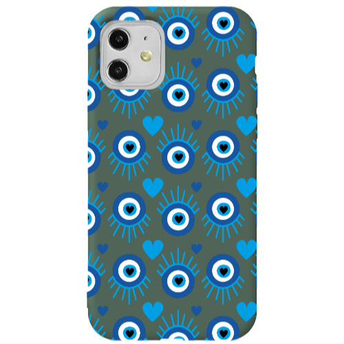 Apple iPhone 11  Heart Eye Dark Green Colored Silicone TPU Θήκη