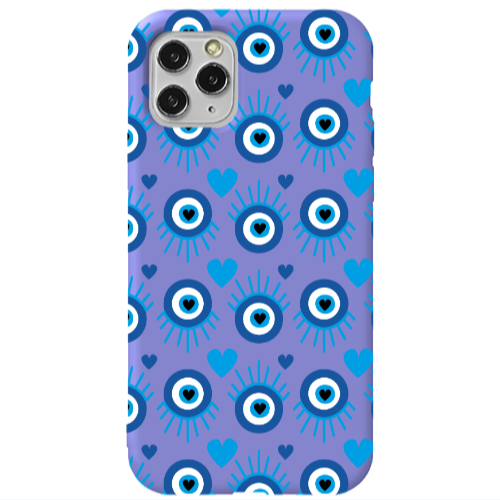 Apple iPhone 11 Pro Heart Eye Purple Colored Silicone TPU Θήκη