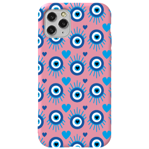 Apple iPhone 11 Pro Heart Eye Pink Colored Silicone TPU Θήκη