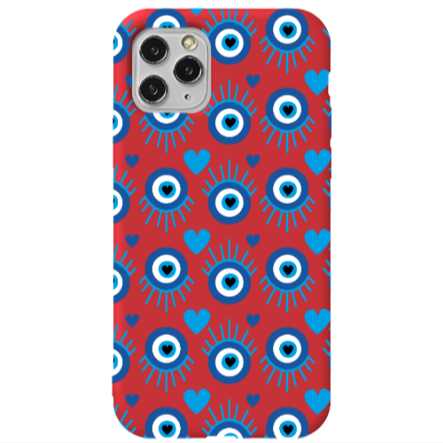 Apple iPhone 11 Pro Heart Eye Red Colored Silicone TPU Θήκη