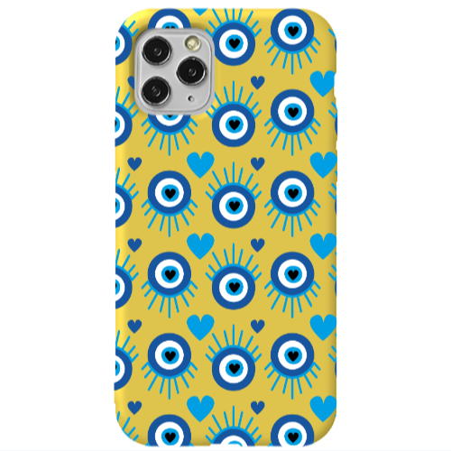 Apple iPhone 11 Pro Heart Eye Yellow Colored Silicone TPU Θήκη