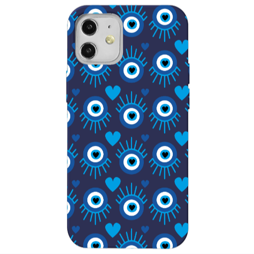 Apple iPhone 12 Heart Eye Dark blue Colored Silicone TPU Θήκη