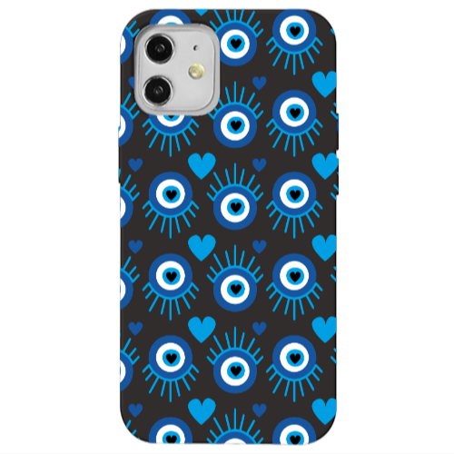 Apple iPhone 12 Heart Eye Black Colored Silicone TPU Θήκη