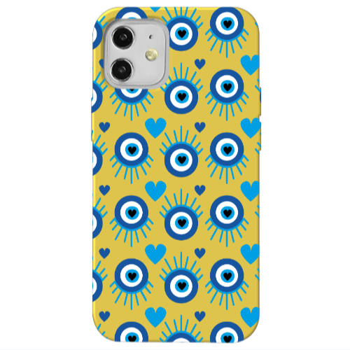 Apple iPhone 12 Heart Eye Yellow Colored Silicone TPU Θήκη