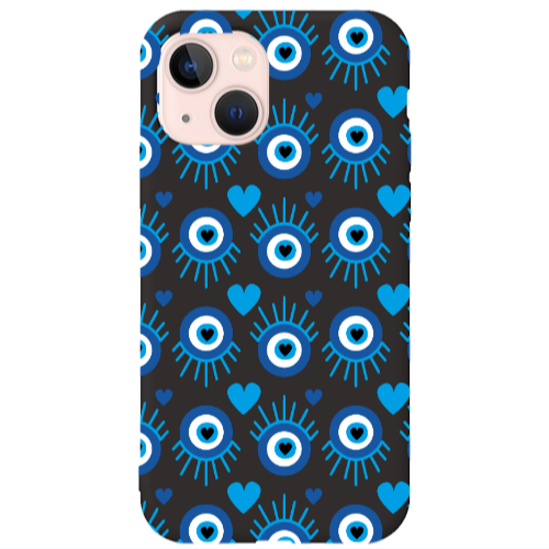 Apple iPhone 13 Heart Eye Black Colored Silicone TPU Θήκη