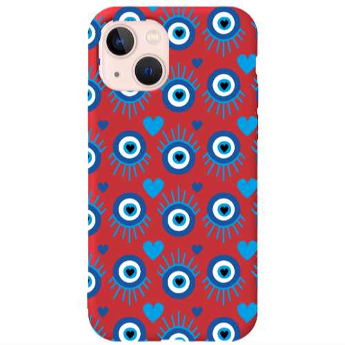Apple iPhone 13 Heart Eye Red Colored Silicone TPU Θήκη